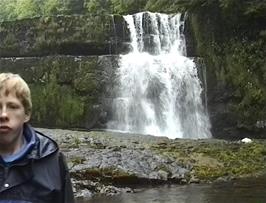 Ryan at the Falls of the White Meadow (Upper) on the River Mellte near Ystradfellte youth hostel